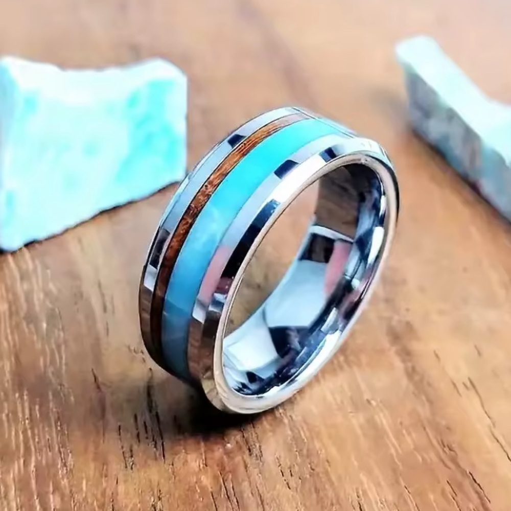 Silver and Blue Inlay Ring